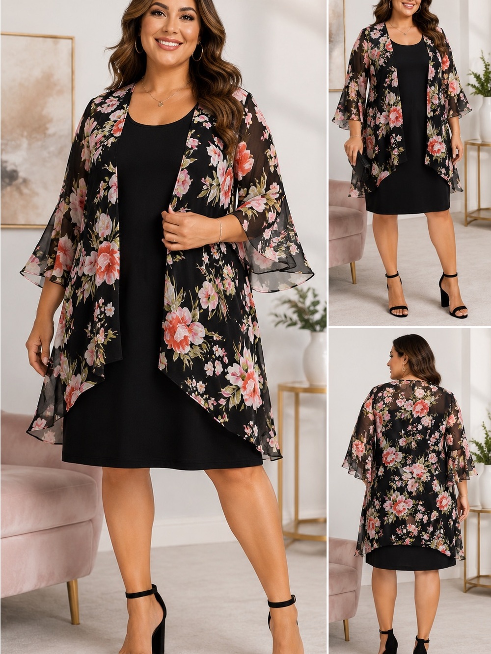 Alyx Black Sheer Floral Kimono